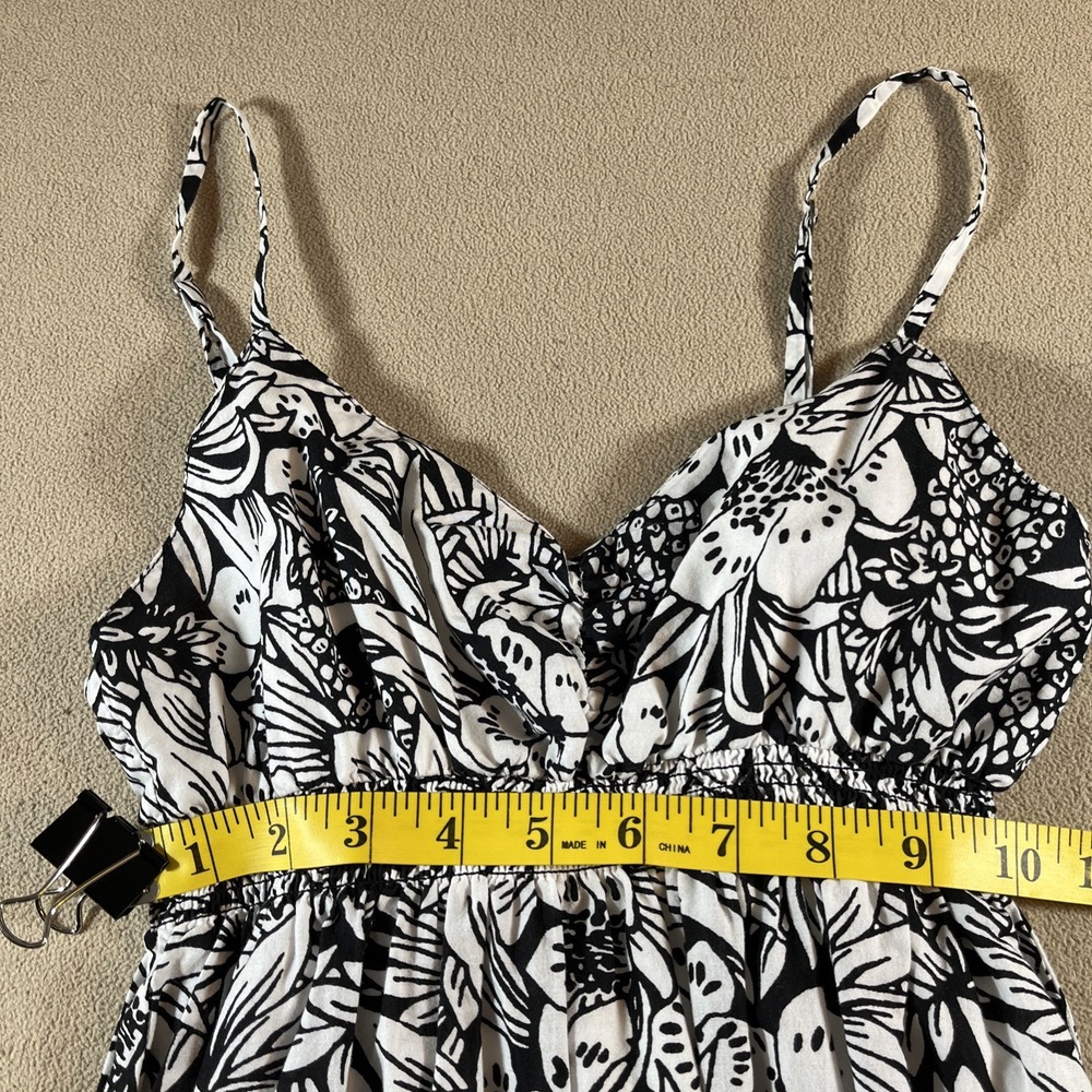 Aeropostale Maxi Dress Women's XS Black‎ White Pink Floral Hawaiian Resort Y2K - Picture 9 of 14